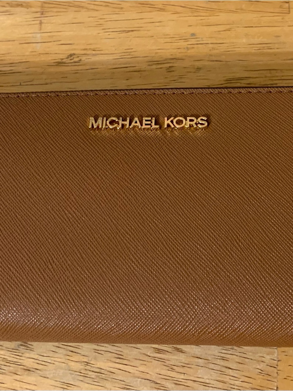 Michael Kors Women’s Luggage Leather Wallet with Gold